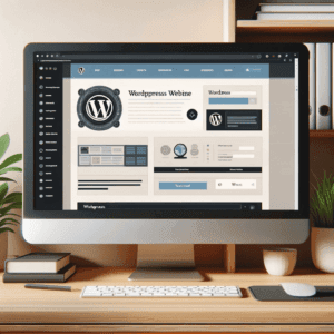 A computer monitor displaying a modern and professional WordPress website interface, showcasing advanced web design features and WordPress tools